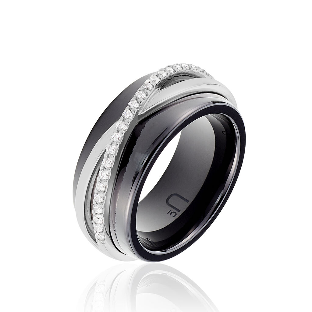 Damenring Silber 925 Zirkonia Schwarzer Keramik 50660031056r50 • Orovivo Dein Online Juwelier 