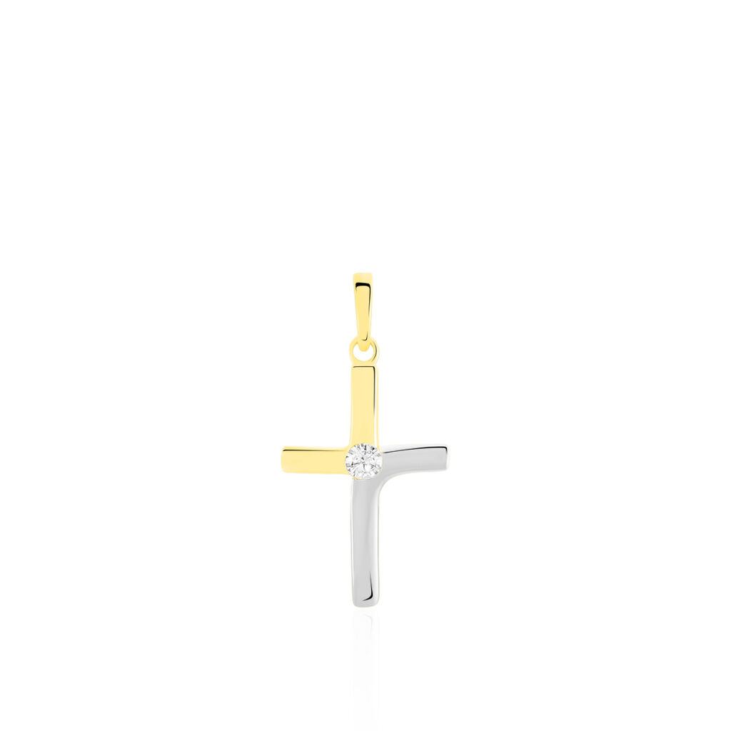 Kreuz Anhänger Gold 375 Bicolor | Dein - 13260009029R00 • Orovivo Online-Juwelier Zirkonia